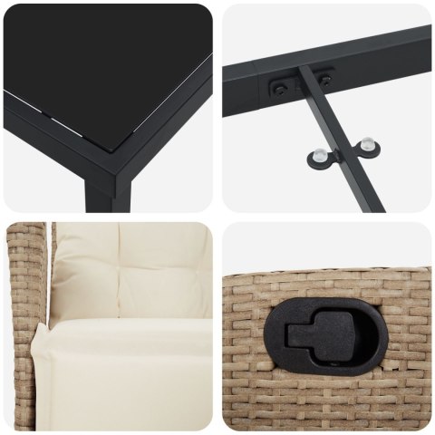 5-CZĘŚCIOWY ZESTAW DO JADALNI OGRODOWEJ BEŻOWY POLIRATTAN