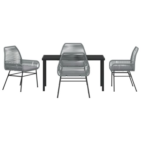 5-CZĘŚCIOWY ZESTAW JADALNIANY OGRODOWY Z PODUSZKAMI SZARY POLIRATTAN