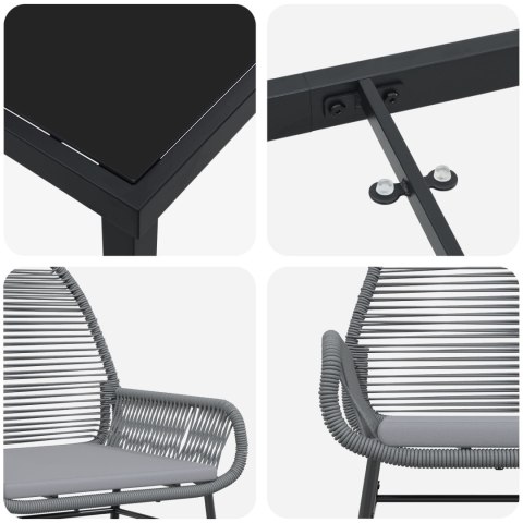 5-CZĘŚCIOWY ZESTAW JADALNIANY OGRODOWY Z PODUSZKAMI SZARY POLIRATTAN