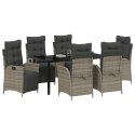 7-CZĘŚCIOWY ZESTAW DO JADALNI OGRODOWEJ SZARY POLI RATTAN