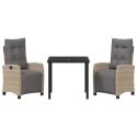 3-CZĘŚCIOWY ZESTAW DO JADALNI OGRODOWEJ BEŻOWY POLIRATTAN