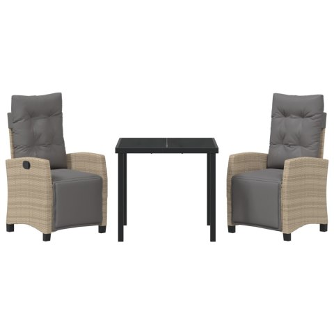3-CZĘŚCIOWY ZESTAW DO JADALNI OGRODOWEJ BEŻOWY POLIRATTAN