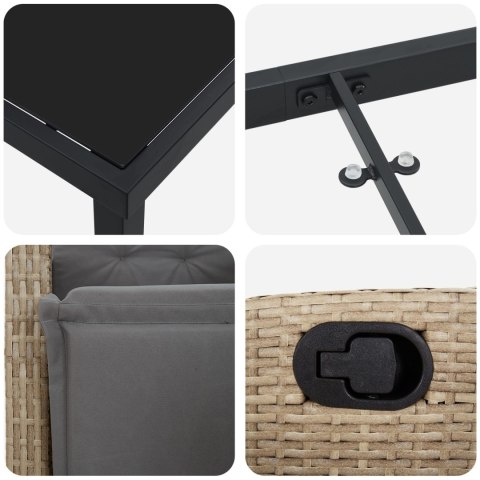 3-CZĘŚCIOWY ZESTAW DO JADALNI OGRODOWEJ BEŻOWY POLIRATTAN