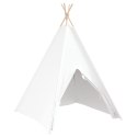 NAMIOT TIPI DLA DZIECI WIGWAM 120X120X150 CM BIAŁY BAWEŁNIANY DREWNIANY STELAŻ