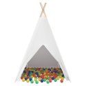 NAMIOT TIPI DLA DZIECI WIGWAM 120X120X150 CM BIAŁY BAWEŁNIANY DREWNIANY STELAŻ