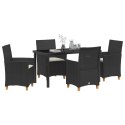 ZESTAW 5 KRZESEŁ OGRODOWYCH Z PODUSZKAMI CZARNY POLIRATTAN