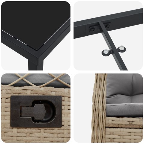 ZESTAW MEBLI DO OGRODU 5 CZĘŚCI BEŻOWY POLIRATTAN