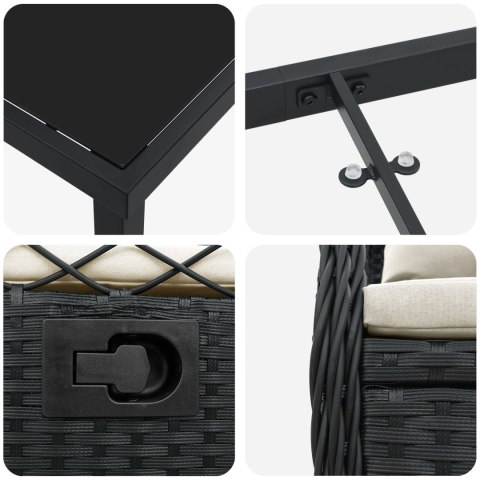 ZESTAW MEBLI OGRODOWYCH 5-CZĘŚCIOWY CZARNY POLIRATTAN