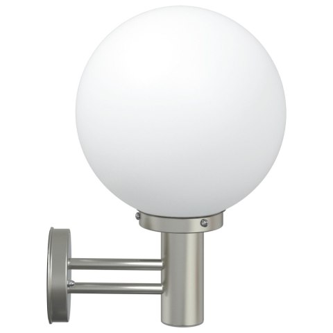LAMPA ŚCIENNA NA ZEWNĄTRZ SREBRNA STAL NIERDZEWNA IP44