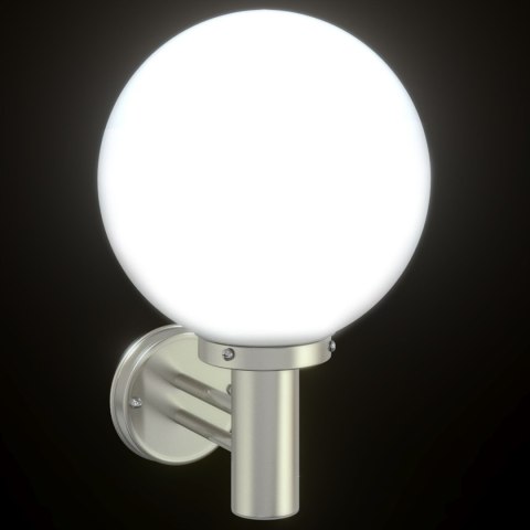 LAMPA ŚCIENNA NA ZEWNĄTRZ SREBRNA STAL NIERDZEWNA IP44