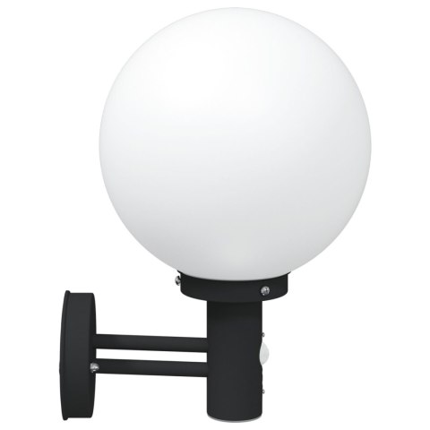 LAMPA ŚCIENNA NA ZEWNĄTRZ Z CZUJNIKIEM CZARNA STAL NIERDZEWNA IP44