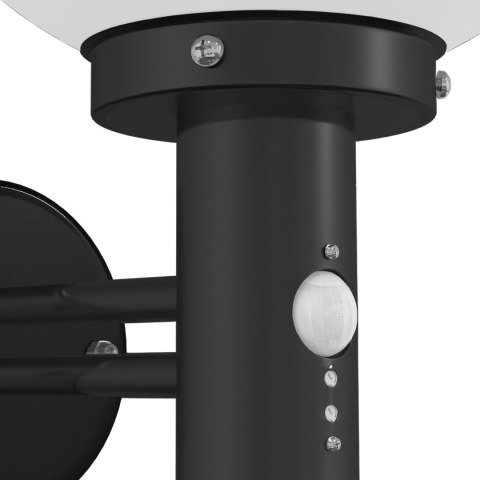 LAMPA ŚCIENNA NA ZEWNĄTRZ Z CZUJNIKIEM CZARNA STAL NIERDZEWNA IP44