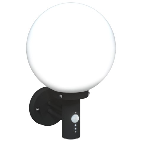 LAMPA ŚCIENNA NA ZEWNĄTRZ Z CZUJNIKIEM CZARNA STAL NIERDZEWNA IP44
