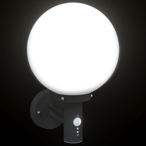LAMPA ŚCIENNA NA ZEWNĄTRZ Z CZUJNIKIEM CZARNA STAL NIERDZEWNA IP44