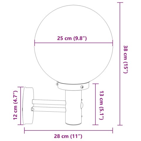 LAMPA ŚCIENNA NA ZEWNĄTRZ Z CZUJNIKIEM CZARNA STAL NIERDZEWNA IP44