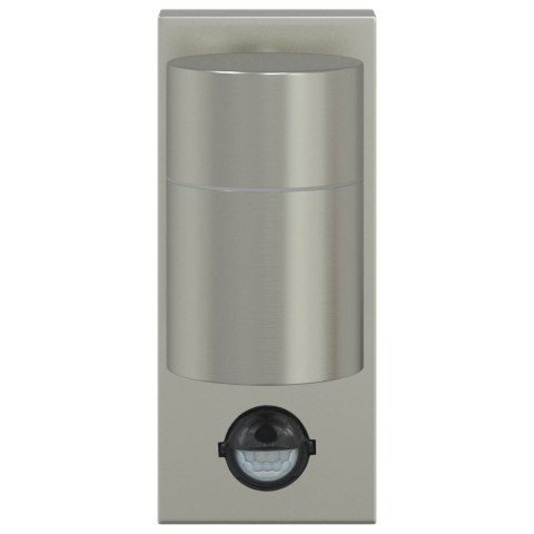 LAMPA ŚCIENNA NA ZEWNĄTRZ Z CZUJNIKIEM SREBRNA STAL NIERDZEWNA IP44