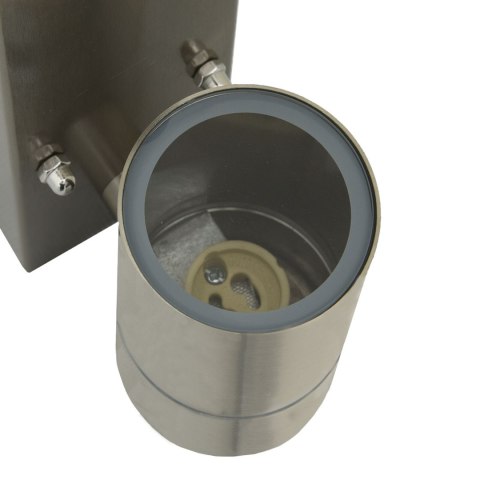 LAMPA ŚCIENNA SREBRNA STAL NIERDZEWNA IP44
