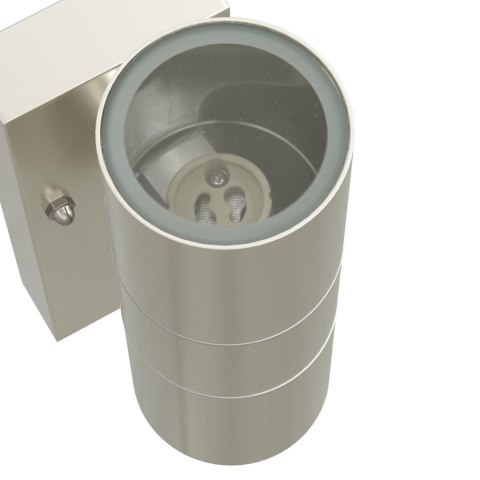 LAMPA ŚCIENNA SREBRNA STAL NIERDZEWNA IP44