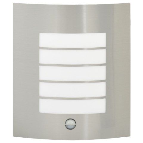 LAMPA ŚCIENNA Z CZUJNIKIEM 2 SZT. SREBRNA STAL NIERDZEWNA IP44