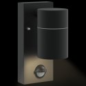 LAMPA ŚCIENNA Z CZUJNIKIEM CZARNA STAL NIERDZEWNA IP44