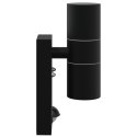 LAMPA ŚCIENNA Z CZUJNIKIEM RUCHU CZARNA STAL NIERDZEWNA IP44