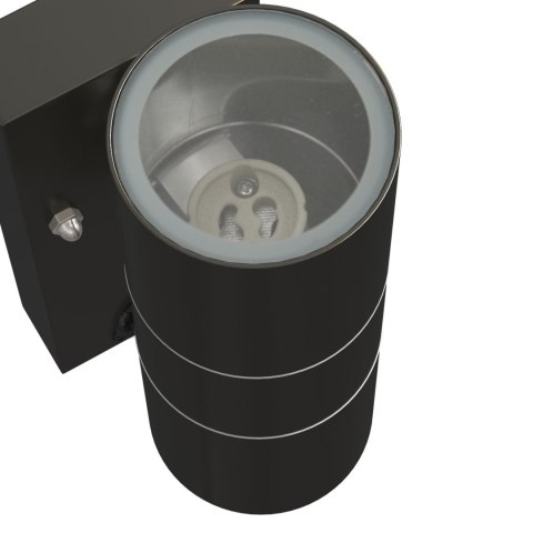 LAMPA ŚCIENNA Z CZUJNIKIEM RUCHU CZARNA STAL NIERDZEWNA IP44