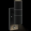LAMPA ŚCIENNA Z CZUJNIKIEM RUCHU CZARNA STAL NIERDZEWNA IP44