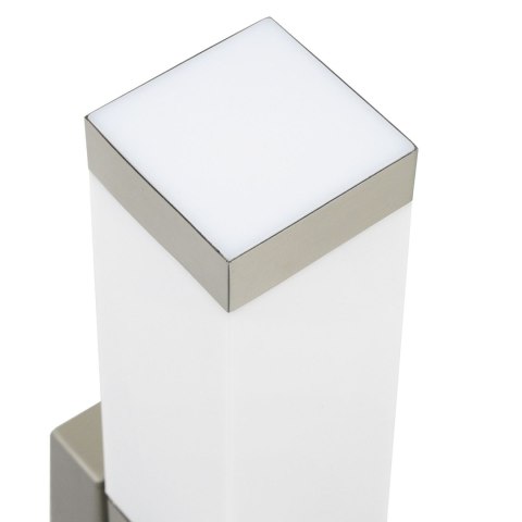 LAMPA ŚCIENNA Z CZUJNIKIEM SREBRNA STAL NIERDZEWNA IP44