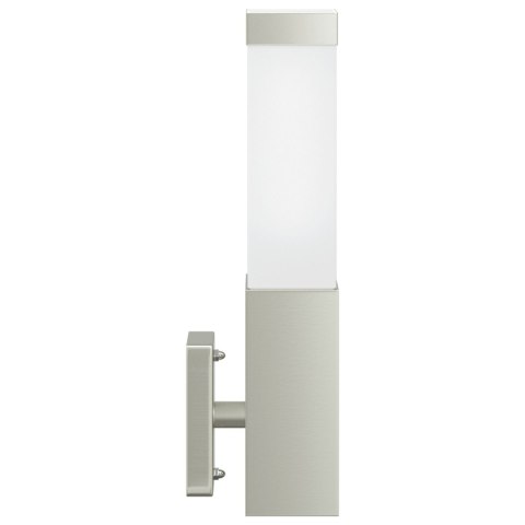 LAMPA ŚCIENNA ZEWNĘTRZNA SREBRNA STAL NIERDZEWNA IP44