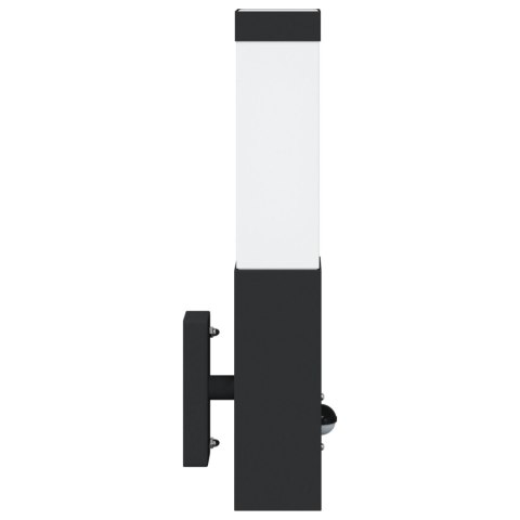 LAMPA ŚCIENNA ZEWNĘTRZNA Z CZUJNIKIEM CZARNA STAL NIERDZEWNA IP44