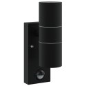ZEWNĘTRZNE LAMPY ŚCIENNE Z CZUJNIKIEM 2 SZTUKI CZARNA STAL NIERDZEWNA IP44