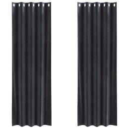 FIRANY BLACKOUT Z OCZKAMI 2 SZT. CIEMNOSZARE WELUR