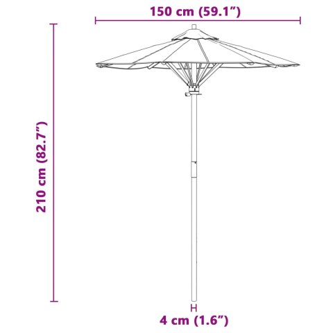 PARASOL OGRODOWY CIEMNOSZARY 150X210CM Z BAMBUSA
