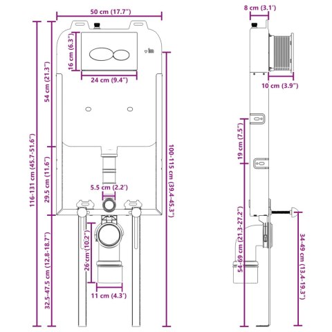 UKRYTA RAMKA MONTAŻOWA Z PODWÓJNYM SPŁUKIWANIEM ZE STALI