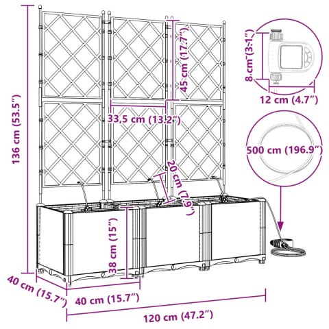 DONICE OGRODOWE Z SYSTEMEM NAWADNIANIA 3 SZTUKI BRĄZOWE