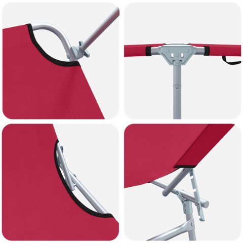 VidaXL Składane leżaki 2 szt. z daszkiem Czerwony 600D Tkanina Oxford