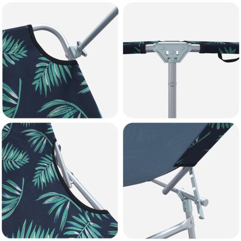 SKŁADANE LEŻAKI 2 SZT. Z DASZKIEM WE WZÓR LIŚCI 600D OXFORD