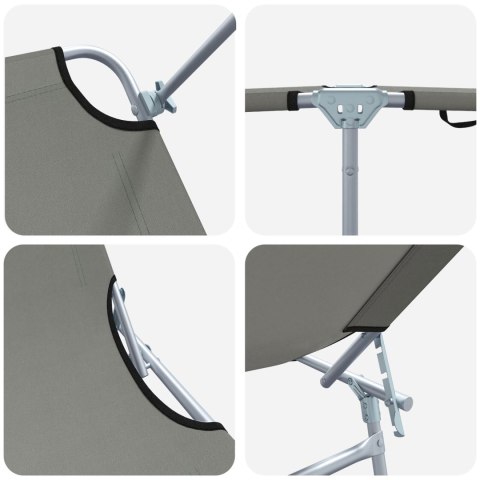 SKŁADANE LEŻAKI OGRODOWE 2 SZT. Z DASZKIEM SZARY TKANINA OXFORD 600D