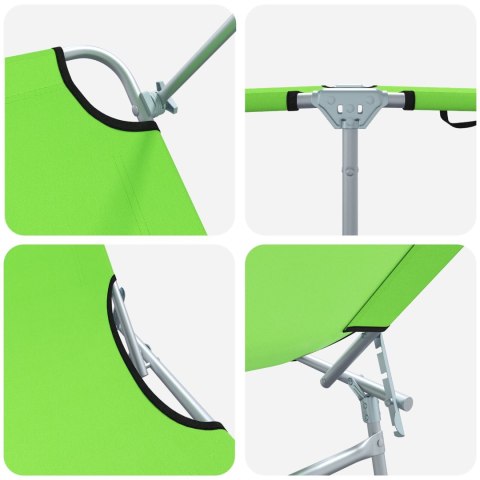 VidaXL Składane leżaki słoneczne 2 sztuki z daszkiem Zielony 600D materiał Oxford