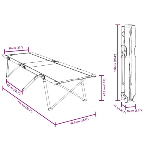 SKŁADANE ŁÓŻKO KEMPINGOWE Z TORBĄ WZÓR LIŚCI OXFORD 600D