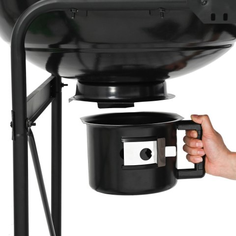 WÓZEK GRILLOWY NA WĘGIEL Z POKRYWĄ CZARNY 96X72X113CM METAL