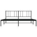 METALOWA RAMA ŁÓŻKA Z WEZGŁOWIEM CZARNA 180X200CM