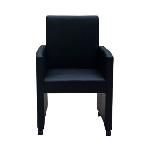 KRZESŁA STOŁOWE 2 SZT. CZARNE OBITE SZTUCZNĄ SKÓRĄ