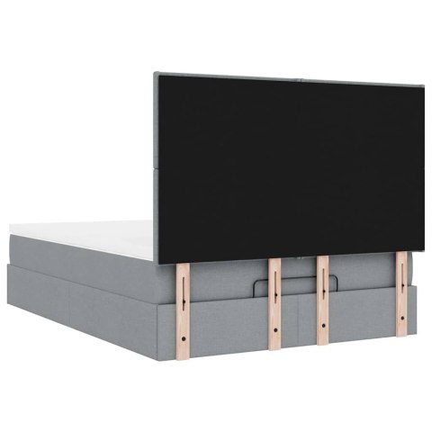 RAMA ŁÓŻKA OTOMANA Z MATERACEM JASNOSZARA 140X200CM TKANINA