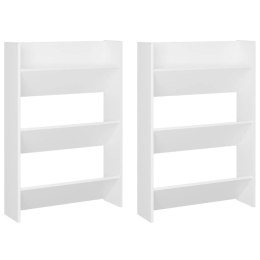 PÓŁKI ŚCIENNE NA BUTY 2 SZT. BIAŁE 60X18X90CM