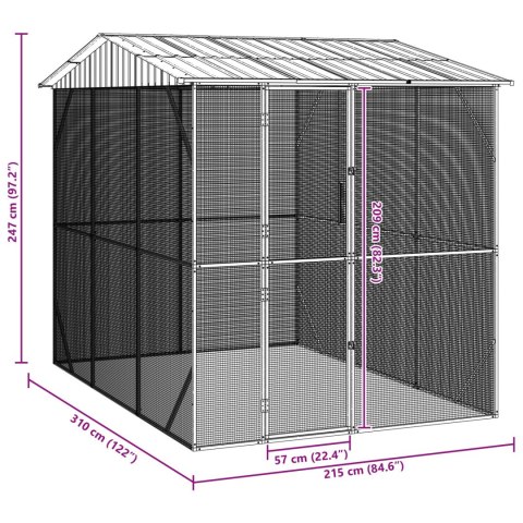 WOLIERA PTASZARNIA KLATKA DLA PTAKÓW 310X227X247CM ZE STALI