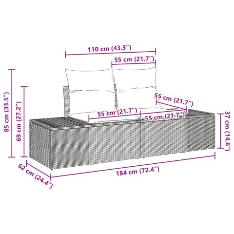 ZESTAW 10-CZĘŚCIOWY SOF OGRODOWYCH Z PODUSZKAMI CZARNY POLIRATTAN SOFA OGRODOWA DWUOSOBOWA Z PODUSZKAMI CZARNY PO