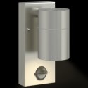 LAMPA ŚCIENNA NA ZEWNĄTRZ Z CZUJNIKIEM SREBRNA STAL NIERDZEWNA IP44