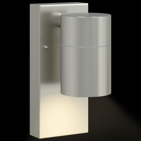 LAMPA ŚCIENNA SREBRNA STAL NIERDZEWNA IP44