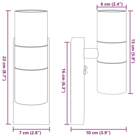 LAMPSY OGRÓDKOWE 2 SZT. CZARNA STAL NIERDZEWNA IP44